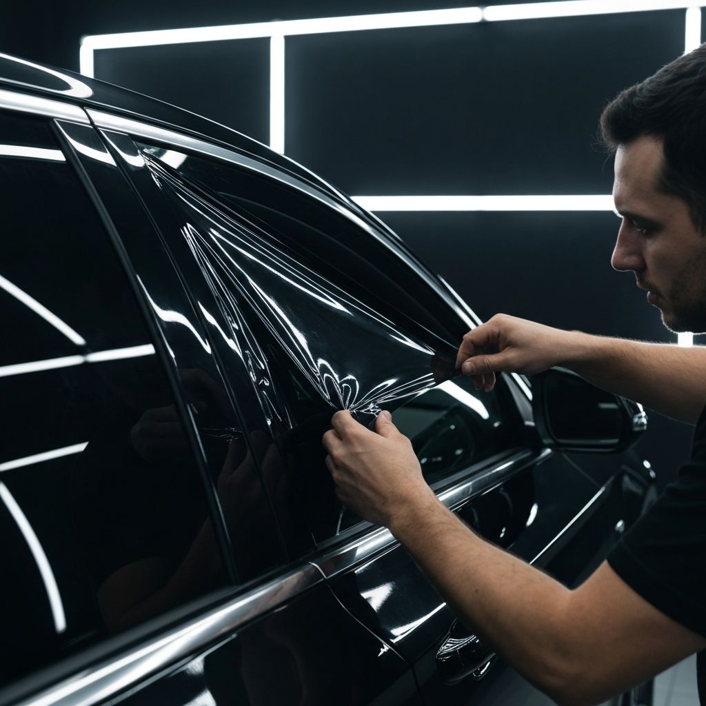 Professional car window tinting service in Tbilisi - TintLine applying premium tint film